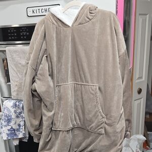 Cozy Tan Hooded Blanket Sweatshirt